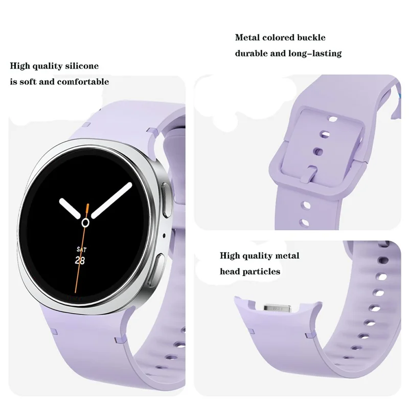 Bracelete de silicone de 20 mm para Samsung Galaxy Watch8 44 mm / 40 mm / Watch8 Classic 46 mm Textura plana, Tamanho P - Safira