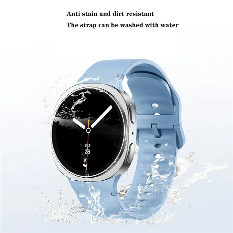 22mm Silicone Watch Band for Samsung Galaxy Watch8 44mm / 40mm / Watch8 Classic 46mm Flat Texture Strap, Size L - Sapphire