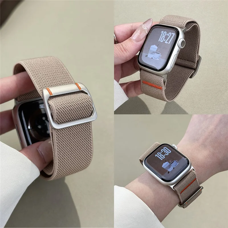 Geflochtenes Armband für Apple Watch Series 10 9 8 7 SE 6 5 4 3 2 1 42mm 41mm 40mm 38mm Elastisches Nylon Verstellbares Uhrenarmband - Sand Rosa