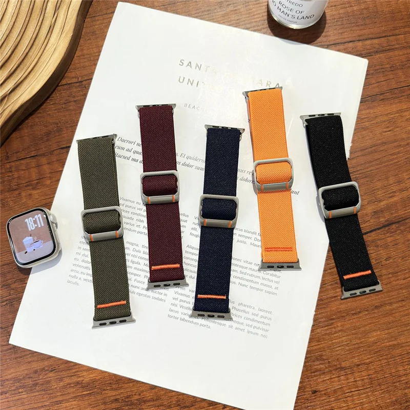 Geflochtenes Armband für Apple Watch Series 10 9 8 7 SE 6 5 4 3 2 1 42mm 41mm 40mm 38mm Elastisches Nylon Verstellbares Uhrenarmband - Sand Rosa
