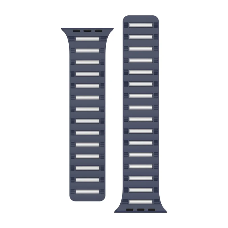 Magnetic Strap for Apple Watch Series 10 9 8 7 SE 6 5 4 3 2 1 42mm 41mm 40mm 38mm Silicone Watch Band - Midnight Blue / White