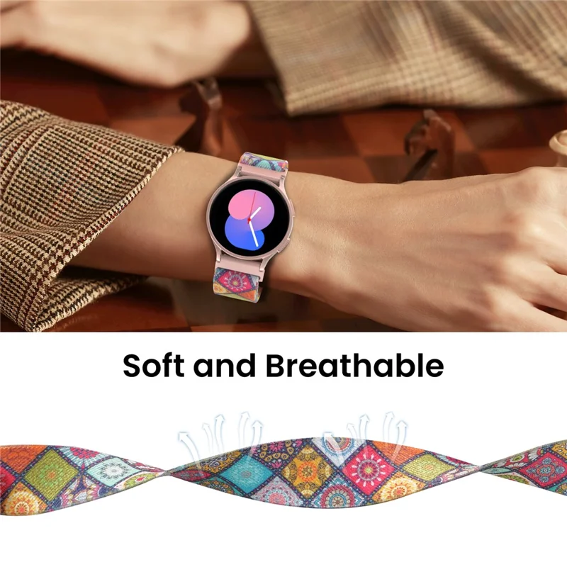 AHASTYLE Cinturino in Nylon Intrecciato per Samsung Galaxy Watch6 / Watch 5 / Watch 4 da 40mm e 44mm, 20mm, Traspirante - Bohemia