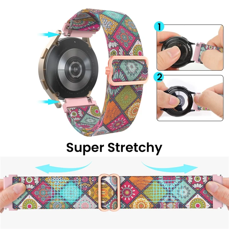 AHASTYLE Cinturino in Nylon Intrecciato per Samsung Galaxy Watch6 / Watch 5 / Watch 4 da 40mm e 44mm, 20mm, Traspirante - Bohemia