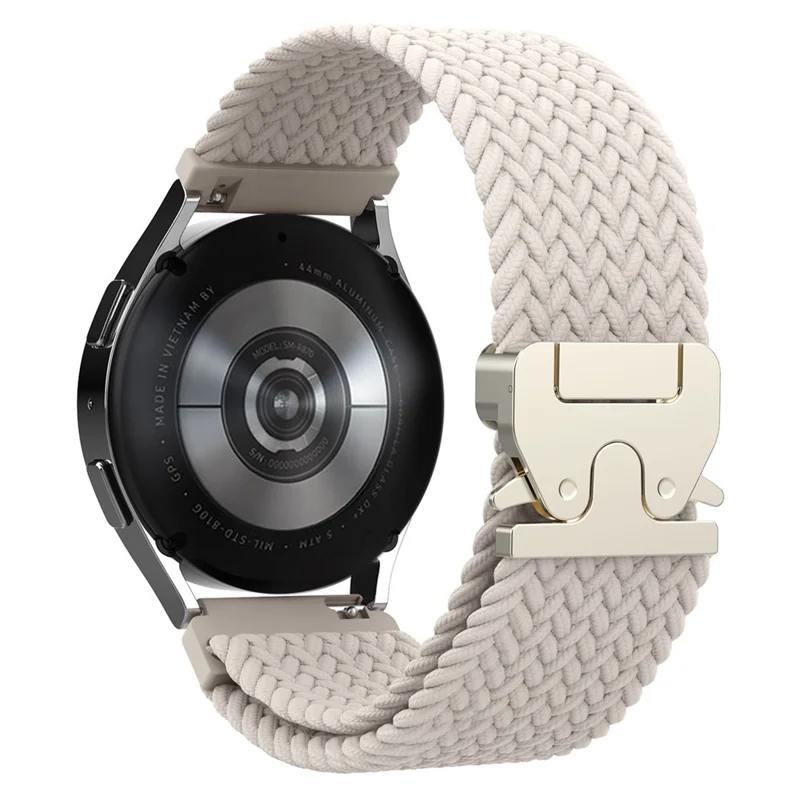 AHASTYLE WE37 Watch Band For Samsung Galaxy Watch7 / Watch6 / Watch 5 / Watch 4 40mm 44mm , 20mm Double Loop Nylon Braided Strap - Starlight White