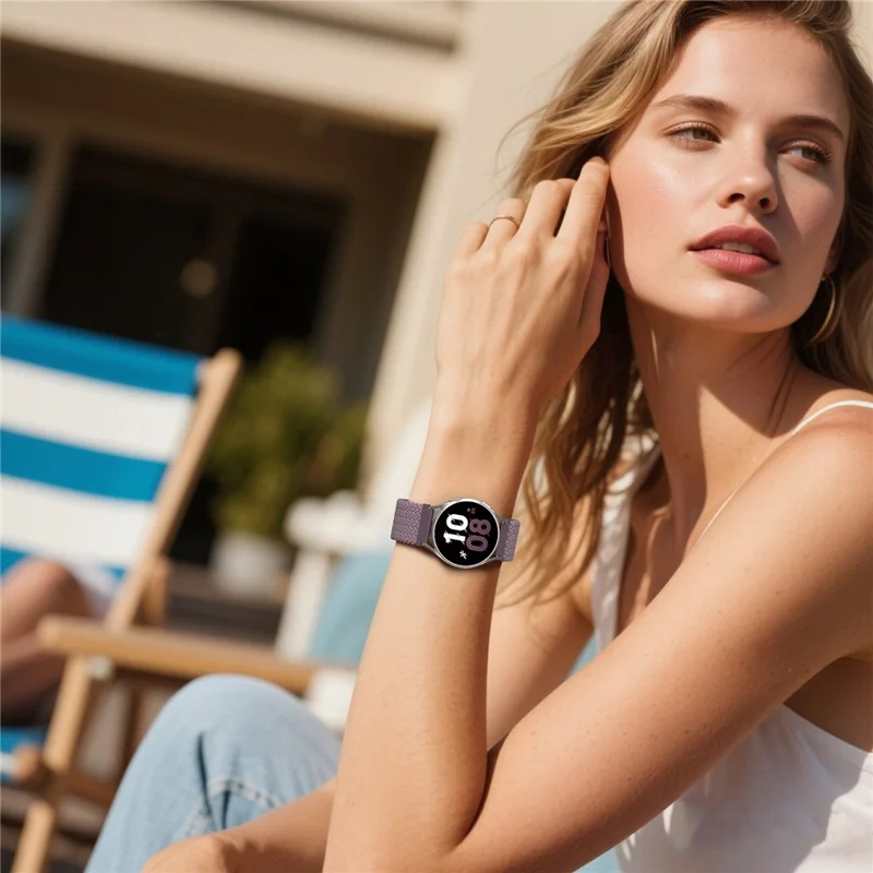AHASTYLE WE37 Pulseira para Samsung Galaxy Watch7 / Watch6 / Watch 5 / Watch 4 40mm 44mm, Alça de Nylon Trançada Dupla de 20mm - Rosa