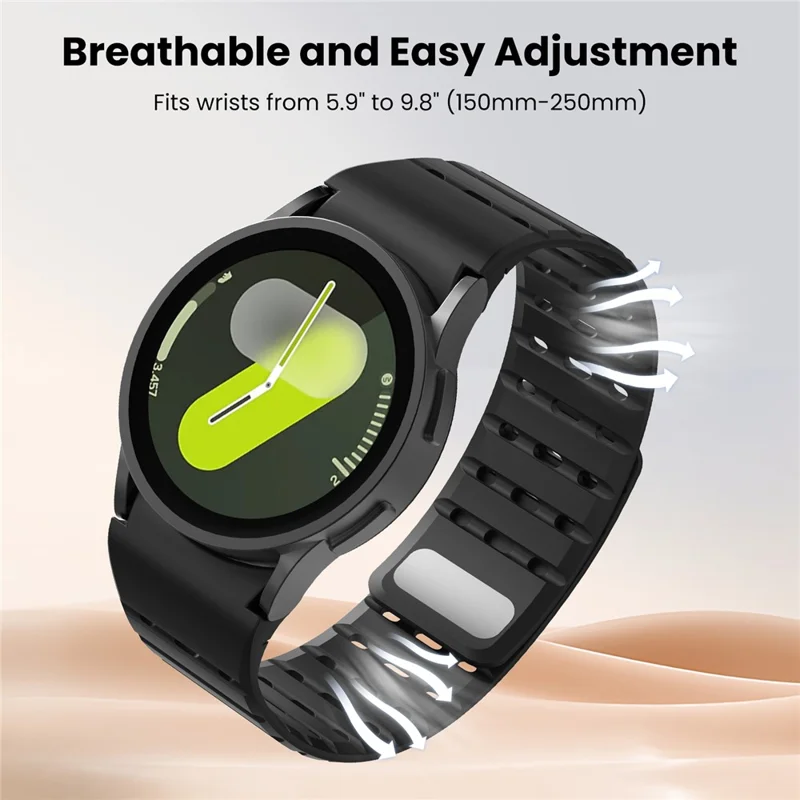 AHASTYLE WE33-SX für Samsung Galaxy Watch7 / Watch6 / Watch 5 / Watch 4 40mm 44mm, 20mm atmungsaktiver magnetischer Silikonarmband - Schwarz