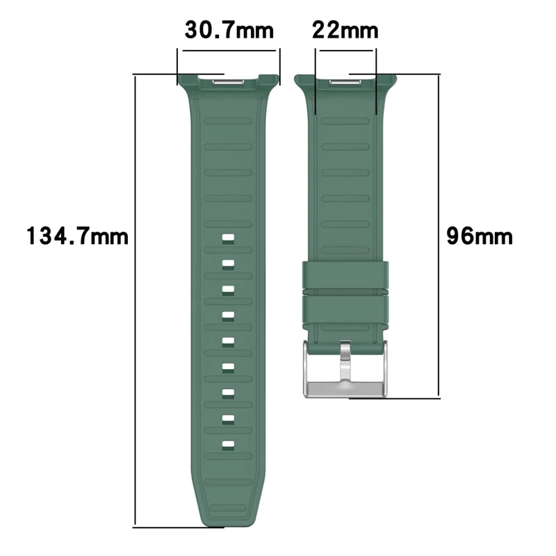 Silicone Watch Band for Samsung Galaxy Watch8 Classic 46mm / Watch8 44mm / 40mm Steel Buckle Striped Strap - Dark Green