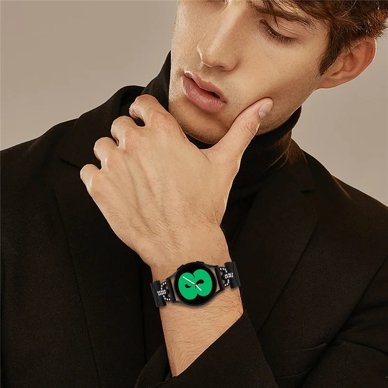 Colored Watch Strap for Withings Steel Metal Band D-Shape Rhinestones Decor - Black