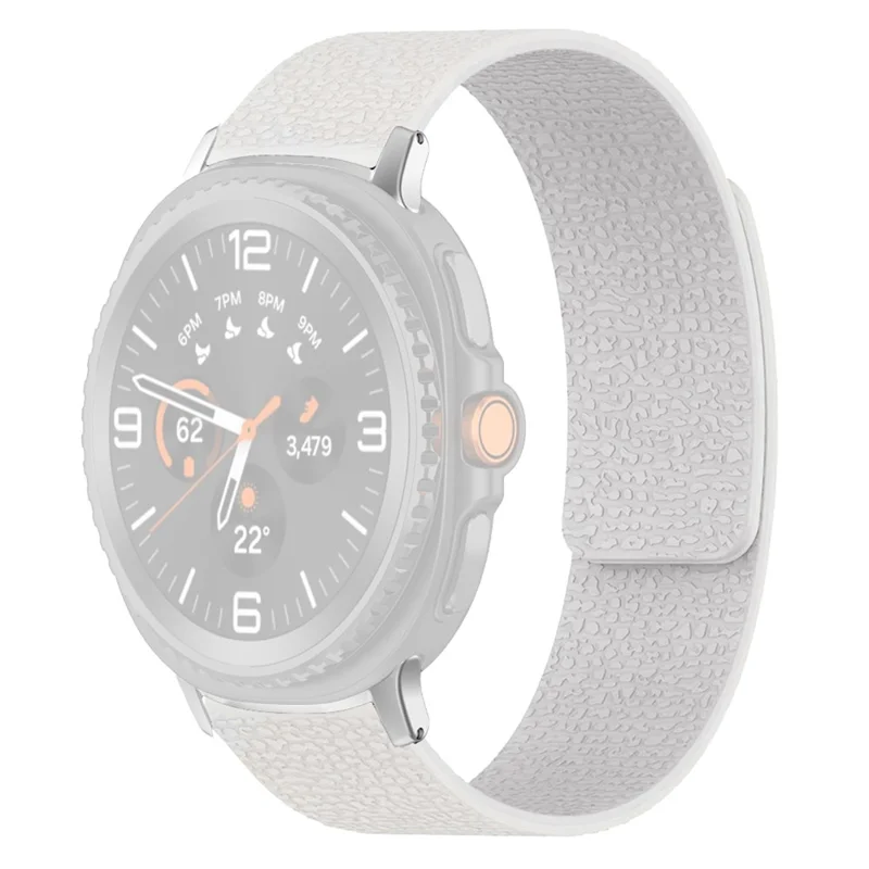 Silicone Band for Samsung Galaxy Watch8 44mm / 40mm / Watch8 Classic 46mm Litchi Texture Magnetic Strap - White