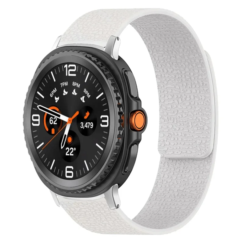 Silicone Band for Samsung Galaxy Watch8 44mm / 40mm / Watch8 Classic 46mm Litchi Texture Magnetic Strap - White