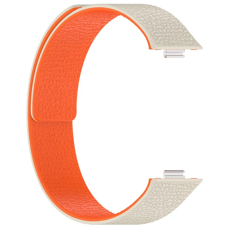 Silicone Band for Huawei Watch Fit 4 Pro / Fit 4 / Fit 3 Litchi Texture Magnetic Strap - Starlight / Orange