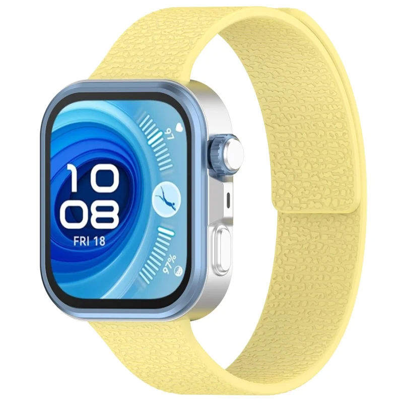 Silicone Band for Huawei Watch Fit 4 Pro / Fit 4 / Fit 3 Litchi Texture Magnetic Strap - Yellow