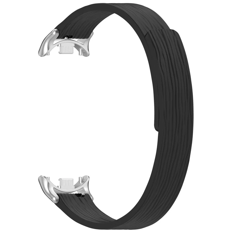 Correa de silicona a rayas para Xiaomi Smart Band 10 / 10 NFC / 9 / 9 NFC / 8 / 8 NFC Banda de reloj magnética - Negro