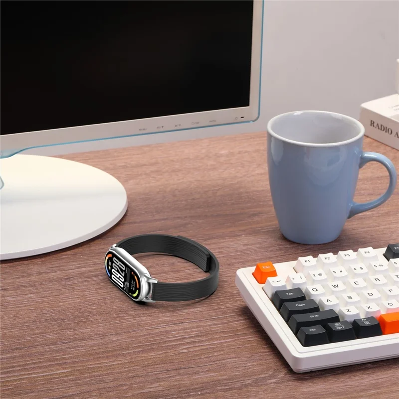 Correa de silicona a rayas para Xiaomi Smart Band 10 / 10 NFC / 9 / 9 NFC / 8 / 8 NFC Banda de reloj magnética - Negro