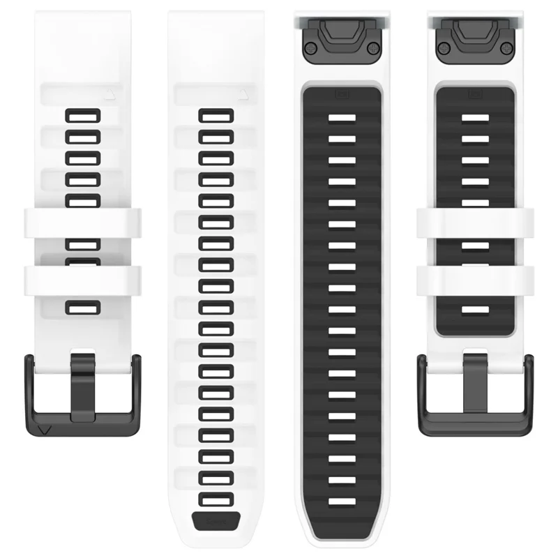 Bracelet de remplacement de 26 mm pour Garmin quatix 8 51mm / Fenix 8 51mm / epix Pro 51mm Bracelet de montre en silicone à double couleur - Blanc / Noir