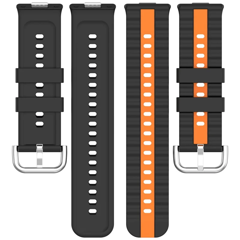 Silicone Strap for Huawei Watch Fit 4 / 4 Pro / 3 Dual Color Wave Design Watch Band - Black / Lime