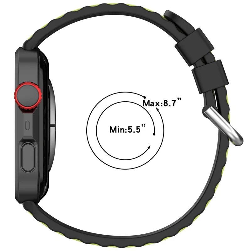 Silicone Strap for Huawei Watch Fit 4 / 4 Pro / 3 Dual Color Wave Design Watch Band - Black / Lime