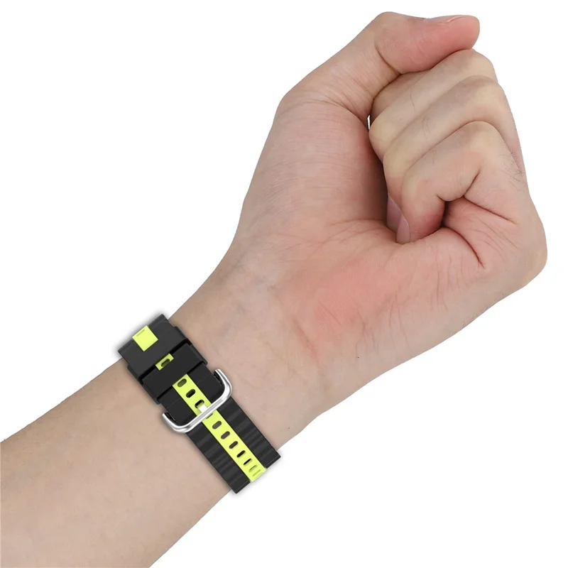 Silicone Strap for Huawei Watch Fit 4 / 4 Pro / 3 Dual Color Wave Design Watch Band - Black / Lime