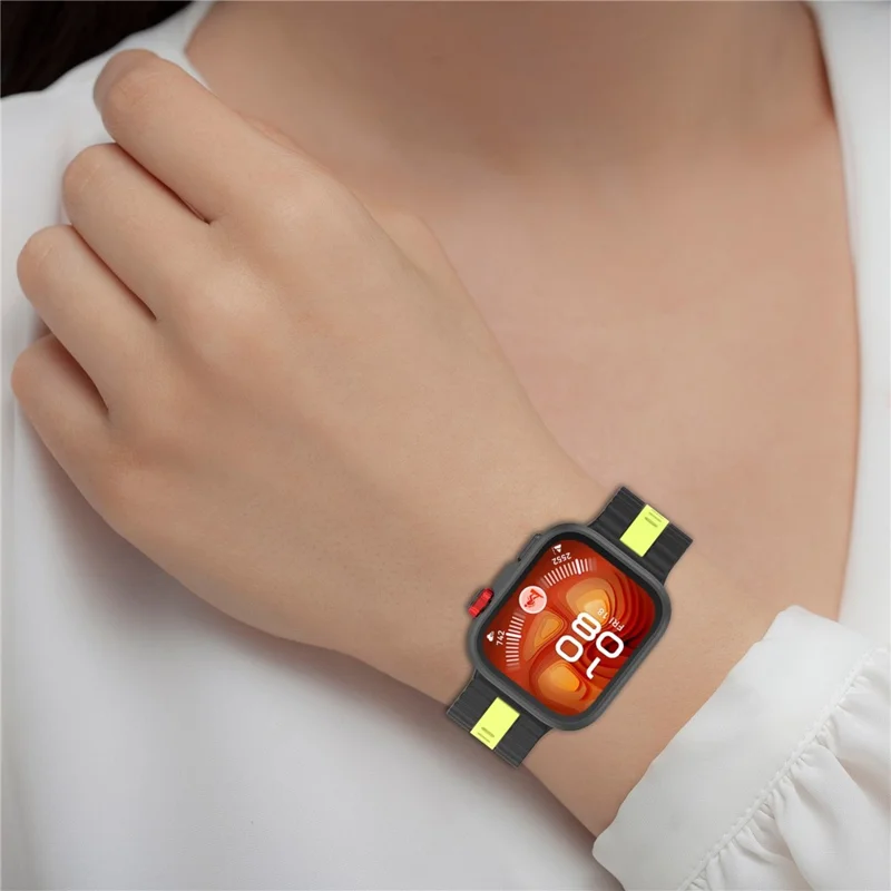 Silicone Strap for Huawei Watch Fit 4 / 4 Pro / 3 Dual Color Wave Design Watch Band - Black / Lime