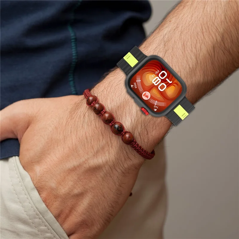 Silicone Strap for Huawei Watch Fit 4 / 4 Pro / 3 Dual Color Wave Design Watch Band - Black / Lime