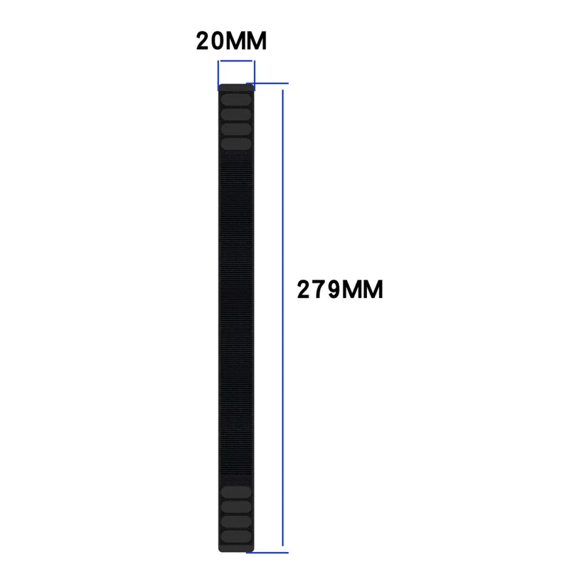 Cinturino in nylon da 20 mm per Garmin Fenix 8 43 mm / Instinct 3 45 mm Nastro magico Cinturino di ricambio - Nero