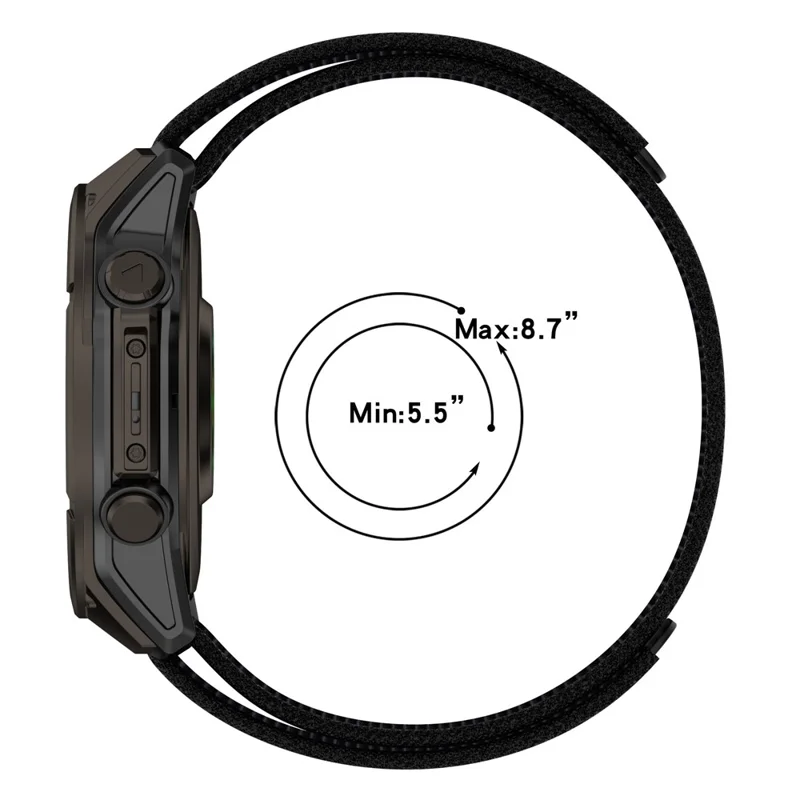 Cinturino in nylon da 20 mm per Garmin Fenix 8 43 mm / Instinct 3 45 mm Nastro magico Cinturino di ricambio - Nero