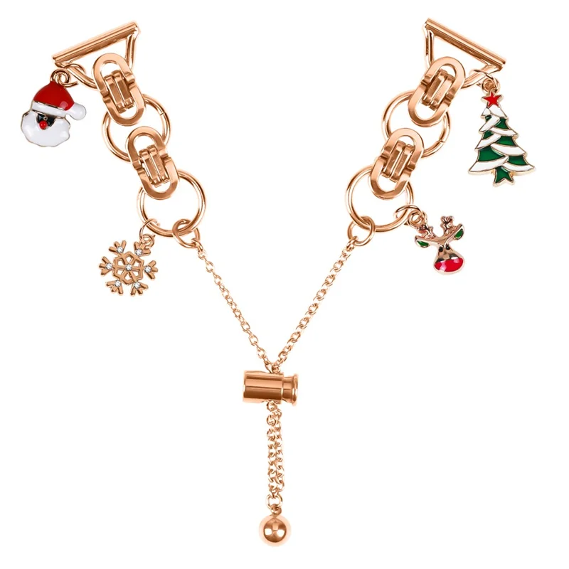 For Huami Amazfit GTS 2e Electroplated Metal Alloy Band Single Loop Chain Bracelet Strap - Rose Gold / Xmas