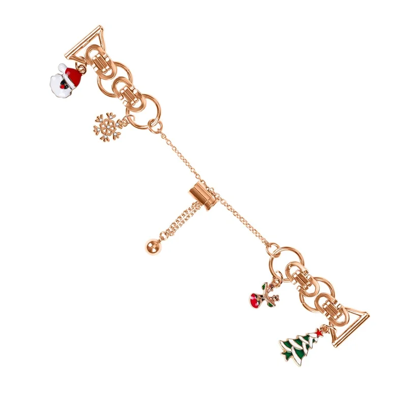 For Huami Amazfit GTS 2e Electroplated Metal Alloy Band Single Loop Chain Bracelet Strap - Rose Gold / Xmas