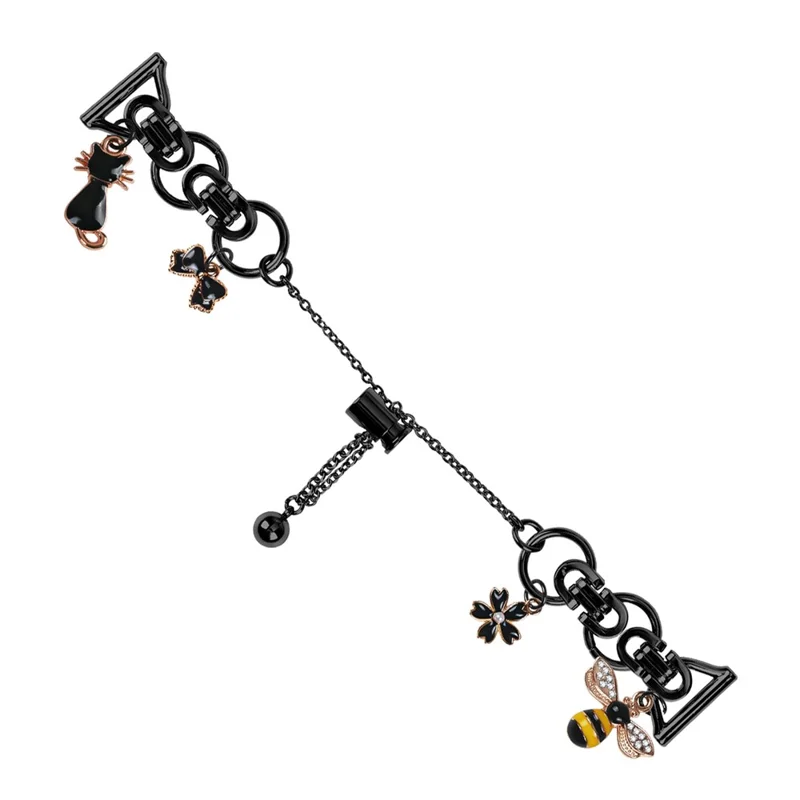 For Huami Amazfit Pop Pro Electroplated Metal Alloy Band Single Loop Chain Bracelet Strap - Black