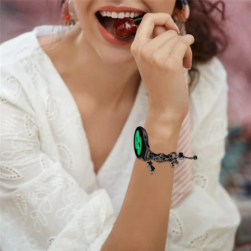 For Huami Amazfit Pop Pro Electroplated Metal Alloy Band Single Loop Chain Bracelet Strap - Black