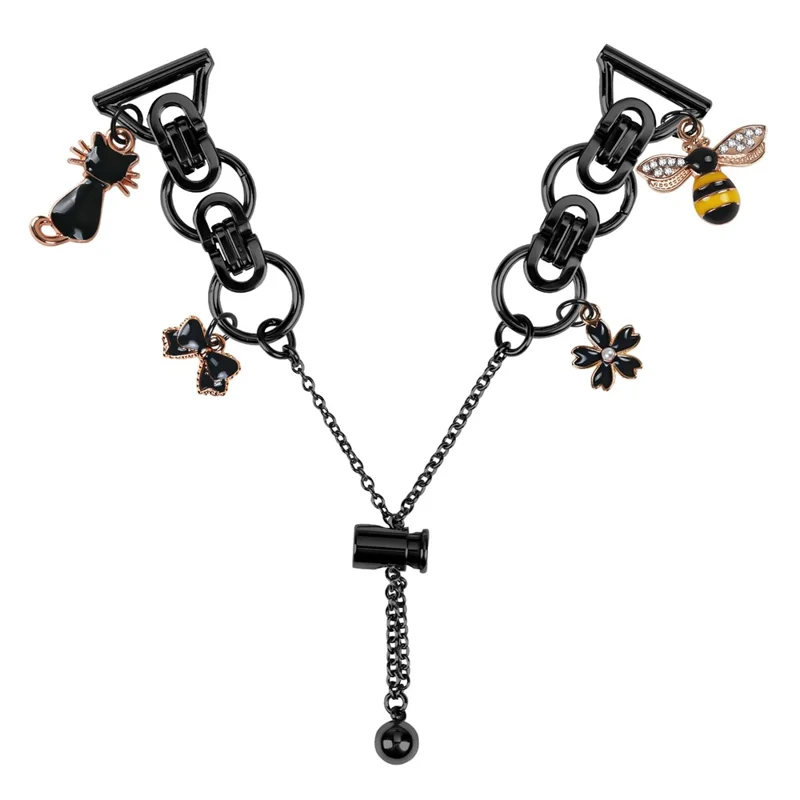 For CanMixs P22 Electroplated Metal Alloy Band Single Loop Chain Bracelet Strap - Black