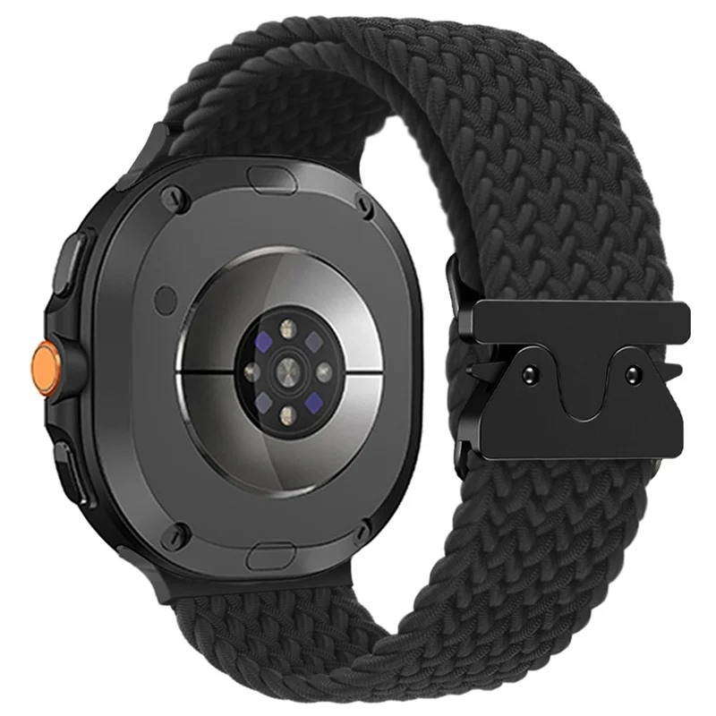 Nylon Watch Band for Samsung Galaxy Watch8 44mm / 40mm / Watch8 Classic 46mm Braided Replacement Strap - Black