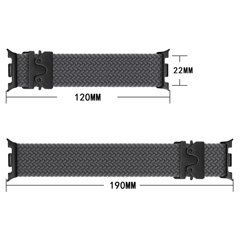 Nylon Watch Band for Samsung Galaxy Watch8 44mm / 40mm / Watch8 Classic 46mm Braided Replacement Strap - Black