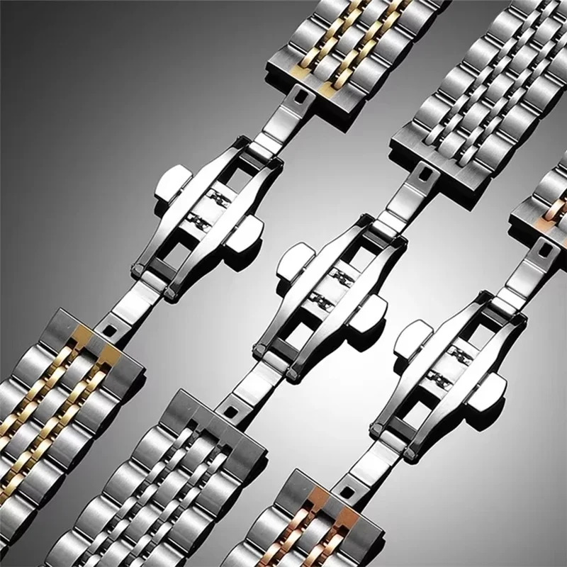 For Huami Amazfit T-Rex Pro A1918 Seven-bead Stainless Steel Watch Band with Butterfly Clasp - Black