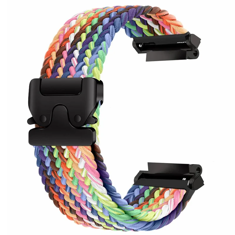 Pour Huami Amazfit T-Rex Pro A1918 Bracelet de Montre en Nylon Tressé de Remplacement - Blanc Arc-en-Ciel