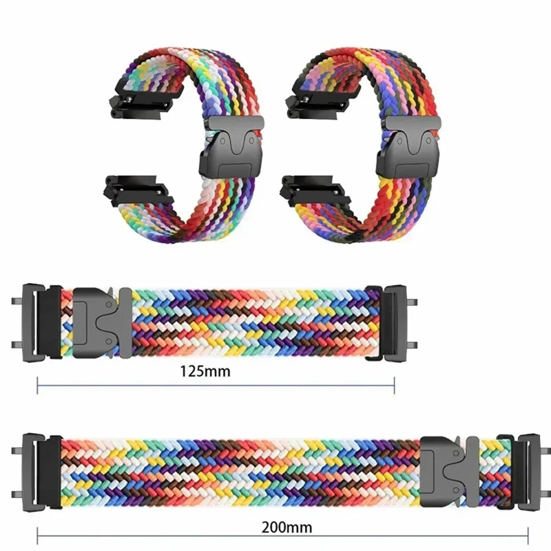 Pour Huami Amazfit T-Rex Pro A1918 Bracelet de Montre en Nylon Tressé de Remplacement - Blanc Arc-en-Ciel
