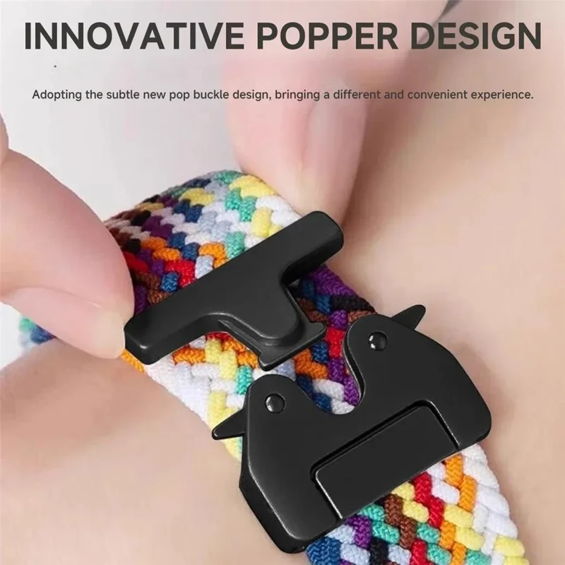 Pour Huami Amazfit T-Rex Pro A1918 Bracelet de Montre en Nylon Tressé de Remplacement - Blanc Arc-en-Ciel