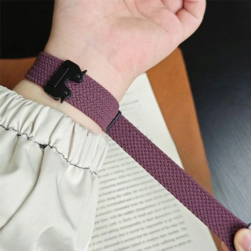 Pour Huami Amazfit T-Rex Pro A1918 Bracelet de Montre en Nylon Tressé de Remplacement - Blanc Arc-en-Ciel