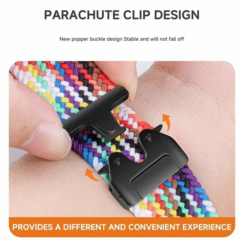 For Huami Amazfit T-Rex 2 Nylon Watch Band Braided Replacement Strap - White Rainbow