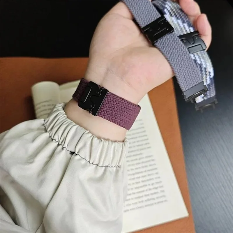 For Huami Amazfit T-Rex 3 A2322 Nylon Watch Band Braided Replacement Strap - Dark Chocolate