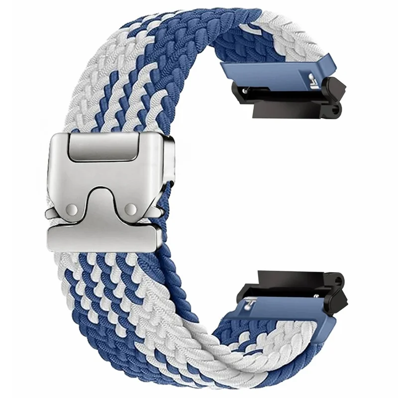 For Huami Amazfit T-Rex 3 A2322 Nylon Watch Band Braided Replacement Strap - Blue / White