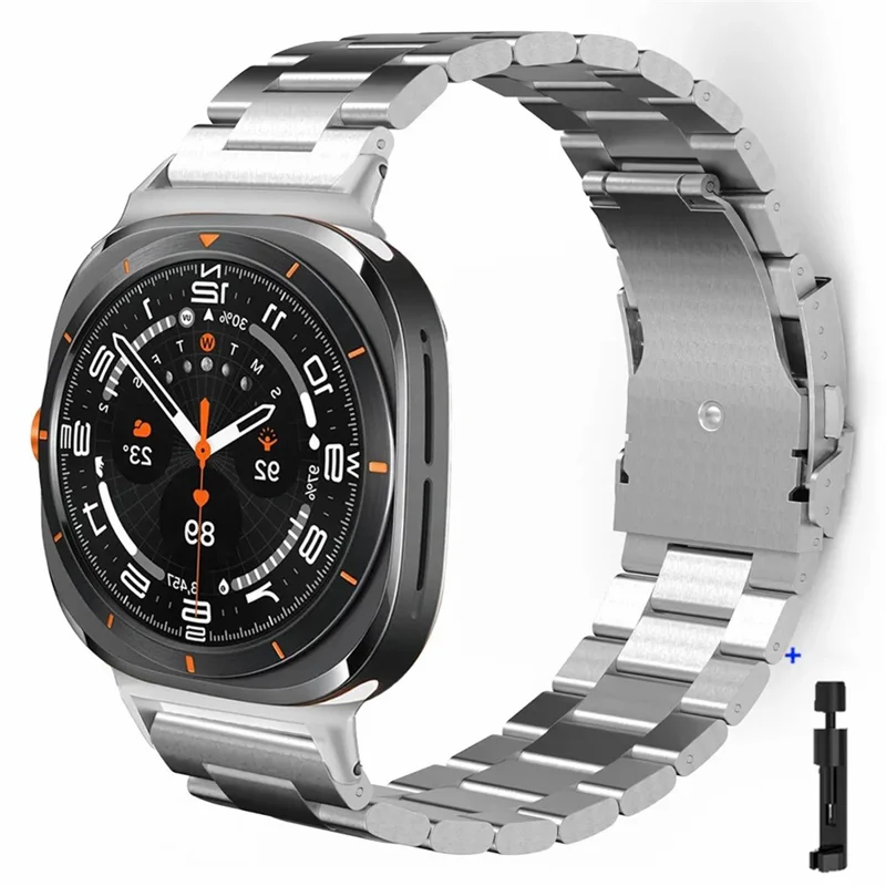 Pour Samsung Galaxy Watch Ultra 47mm / Ultra (2025) 47mm Bracelet de montre en alliage de titane 3 perles - Argent