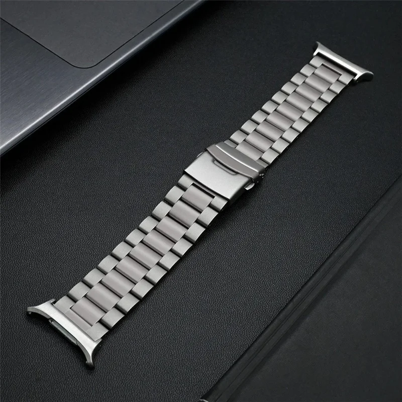 Watch Band for Samsung Galaxy Watch8 44mm / 40mm / Watch8 Classic 46mm Titanium Alloy 3-Bead Wrist Strap - Silver