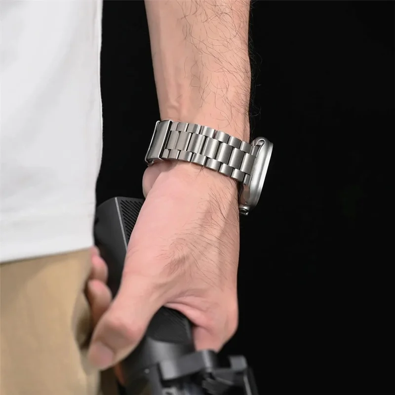 Watch Band for Samsung Galaxy Watch8 44mm / 40mm / Watch8 Classic 46mm Titanium Alloy 3-Bead Wrist Strap - Silver