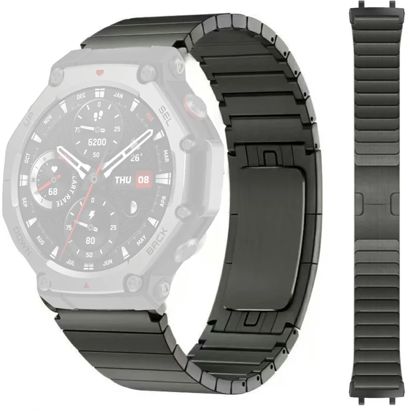 Pour Huami Amazfit T-Rex 3 A2322 Bracelet de Montre à 1 Perle en Acier Inoxydable - Gris