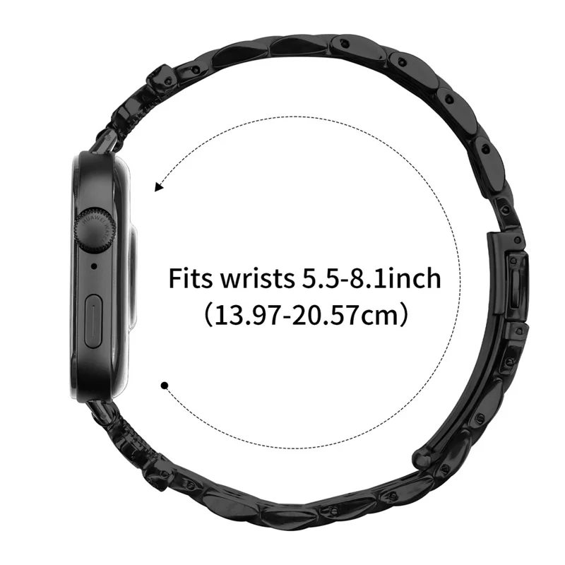 Correa para Huawei Watch Fit 3 con 7 Filas de Estrás Corona y Acero Inoxidable - Negro