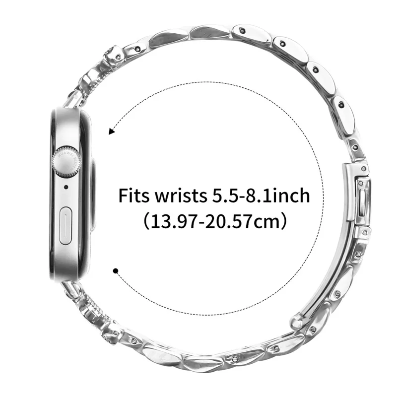 Für Huawei Watch Fit 3 Armband 7-Reihen Strass Krone Edelstahlband Silber