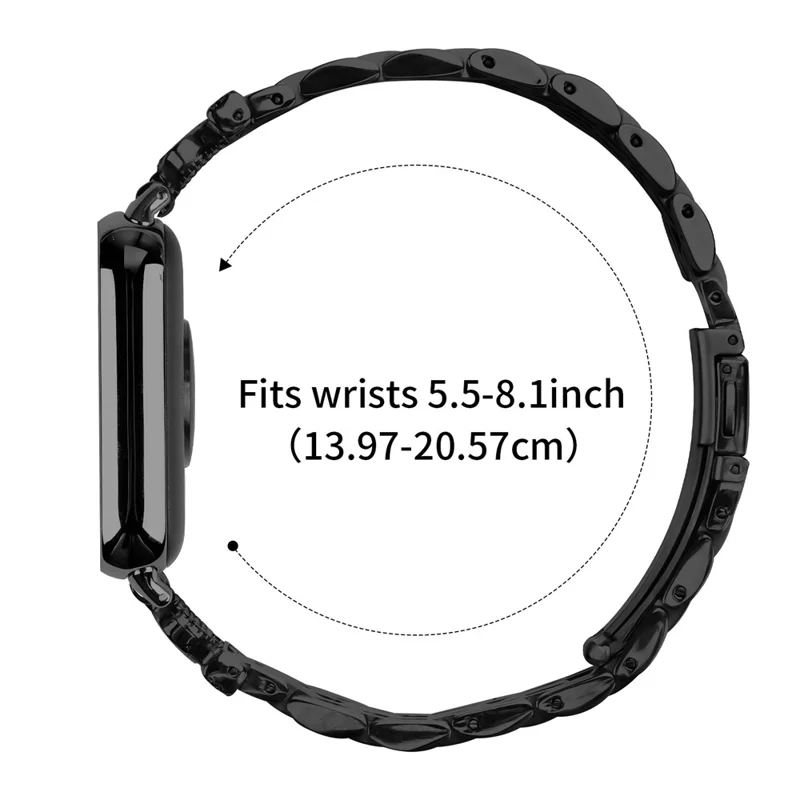 Für Xiaomi Redmi Watch 4 Armband 7-Reihen Strass-Krone Edelstahlarmband - Schwarz