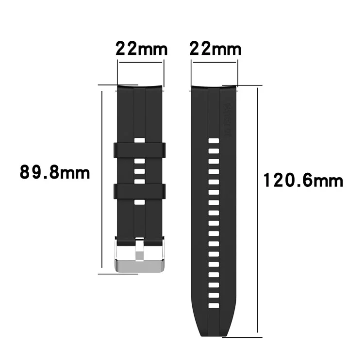 Strappa a Banda di Orologi Regolabili in Silicone Sostitutivo 22mm Per Huawei Watch 3/Watch 3 Pro/Watch GT 2 46mm - Nero