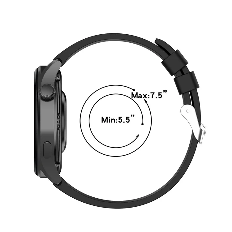 Ersatz Silikon Verstellbares Uhrenbandgurt 22 mm Für Huawei Uhr 3/uhr 3 Pro/uhr GT 2 46mm - Schwarz